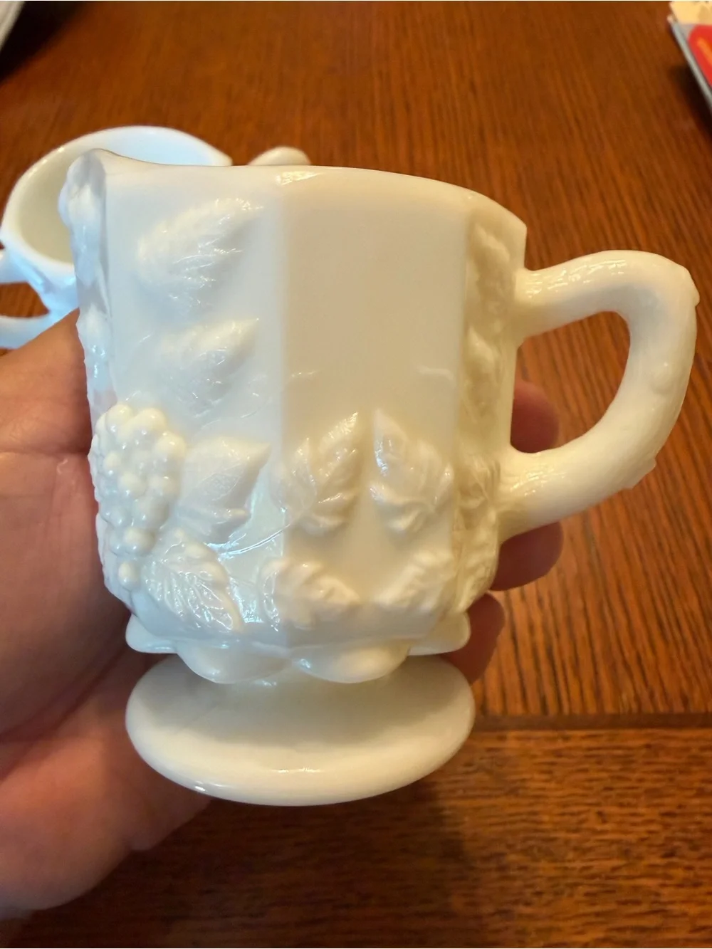 Westmoreland White Milk Glass Creamer and Sugar Bowl Set (no lid)
